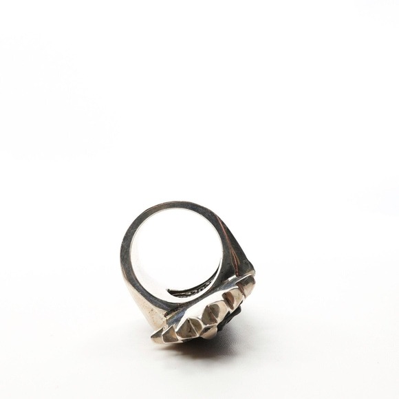 King Baby Studio Carved Jet Arrowhead In Sawtooth Ring Fine Silver .925 Size 7 - Picture 9 of 12